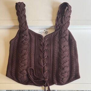 Forever 21 Chocolate Braided Knit Tank Top